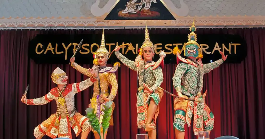 Thai Dance Show : Thai Restaurant Dinner Thai Dance Calypso - Enjoy a Thai restaurant dinner and Thai dance show at Calypso Bangkok. Authentic cuisine, classical Khon dance, showtimes, prices & booking guide inside. Calypso Thai Restaurant Bangkok Calypso Thai Dance Show Thai classical dance dinner Bangkok Calypso dinner and show package Khon dance show Bangkok Calypso Cabaret dinner price Thai Restaurant Dinner Thai Dance Calypso tickets Asiatique Thai dinner show Calypso Thai Restaurant menu Bangkok dinner cultural show