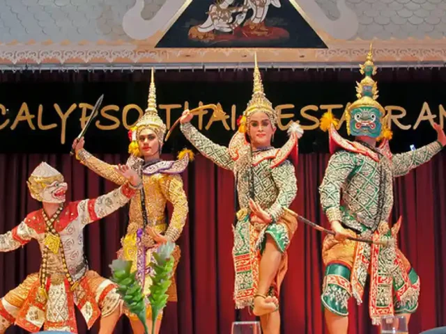 Thai Dance Show : Thai Restaurant Dinner Thai Dance Calypso - Enjoy a Thai restaurant dinner and Thai dance show at Calypso Bangkok. Authentic cuisine, classical Khon dance, showtimes, prices & booking guide inside. Calypso Thai Restaurant Bangkok Calypso Thai Dance Show Thai classical dance dinner Bangkok Calypso dinner and show package Khon dance show Bangkok Calypso Cabaret dinner price Thai Restaurant Dinner Thai Dance Calypso tickets Asiatique Thai dinner show Calypso Thai Restaurant menu Bangkok dinner cultural show